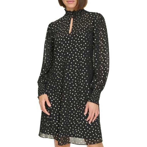 ✨ Tommy Hilfiger Metallic Dot Smocked Mock Neck Minidress – Size 2 NWT ✨ - Picture 3 of 5